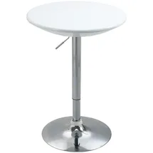 Homcom Bartisch Metall, ABS-Lackierung Weiß Ø61 x 76-97 cm, Esszimmer, Barmöbel, Bartische