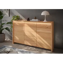 Kombikommode HOME AFFAIRE "Léopoldine", braun, T:41cm, Sideboards, Kommode aus Kernbuche, Breite 188cm, inkl. LED-Beleuchtung