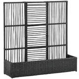 Outsunny Polyrattan Hochbeet mit Rankgitter 103 x 29 x 103 cm Schwarz