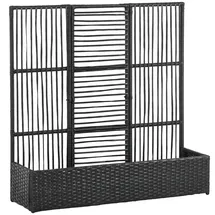 Outsunny Polyrattan Hochbeet mit Rankgitter 103 x 29,5 cm Schwarz