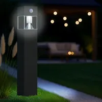 Melitec Solar Gartenleuchte, Wegeleuchte, mit Bewegungsmelder, SO31-SO32 anthrazit eckig)