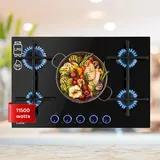 Klarstein Gaskocher 5-Flammig, 11,5kW Einbau-Gaskocher für Innenbereich, Edelstahl-Gaskocher für Wohnmobil, 5-Flammiger Gaskocher, Fünf Brenner Gasherde, Moderner Einbau Gasherd, Gas Herd