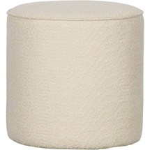 Porta WOOOD Sara 46 cm - Pouf Hoch Sitzhocker Rund aus Bouclé-Stoff Polsterhocker Fußbank Sitzpouf - creme - 46x46x46 cm