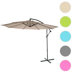 Ampelschirm Acerra, Sonnenschirm Sonnenschutz, √ò 3m neigbar, Polyester/Stahl 11kg ~ sand-beige ohne St√§nder