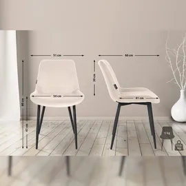 CLP Esszimmerstuhl Victoria Samt-Bezug creme