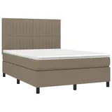 vidaXL Boxspringbett mit Matratze Taupe 140x200 cm Stoff