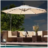 Swing&Harmonie Luxus Sonnenschirm mit LED Beleuchtung Ampelschirm 350cm Solar Garten Schirm Pavillon in anthrazit