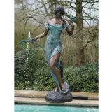 bronZartes Gartenfigur Bronzefigur "Wassernixe mit Blumen in der Hand" als Wasserspeier