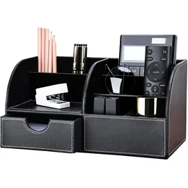 KINGFOM Büro Schreibtisch Organizer Ordnungssystem Tisch Organizer PU Leder Stiftehalter Stiftebox Stifteköcher Multifunktionale Bürobedarf