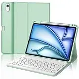 IVEOPPE Tastatur für iPad Air 13 2024 (M2), Hülle mit Tastatur für iPad Air 13", Magnetisch Abnehmbare Bluetooth QWERTZ Tastatur für iPad Air 13 Zoll (M2) 2024, MinzGrün