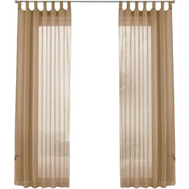 Gardinenbox 2er-Pack Gardinen Transparent Vorhang Set Wohnzimmer Voile Schlaufenschal mit Bleibandabschluß HxB 175x140 cm Sand,