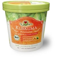 Naturherz BIO Kurkuma Pulver gemahlen - 100% Kurkumapulver aus Indien - Premium-Rohkost-Qualität - Curcumin - traditionelles Ayurveda Gewürz - vegan (150 g)