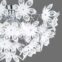 Reality Leuchten Reality|Trio Deckenleuchte Deckenlampe, chrom, Acrylblüten weiß, Steine klar
