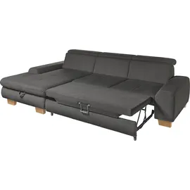 Set One by Musterring Ecksofa, grau (anthrazit), SET ONE BY MUSTERRING, Sofas, B/H/T: 307cm x 86cm x 195cm, Cord, Ottomane links, Sitzhöhe 49cm,Sitztiefenverstellung im 3-Sitzer,Kopfteilverstellung,Bettfunktion,Bettkasten, 88% Polyester;12% Polyamid, Ecksofa, Kopteil