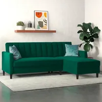 Ecksofa DOREL HOME "Celine, L-Form", grün (dunkelgrün), B:213cm H:83cm T:154cm, Veloursstoff 100% Polyester, Sofas, Ecksofa, mit Bett-Funktion und Stauraum. Recamiere beidseitig montierbar