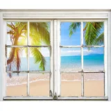 Queence Wandsticker QUEENCE "Strand", beige (natur), B:40cm H:60cm T:0,1cm, Wandtattoos, Wandsticker, Wandbild, selbstklebend, 3D, Fenster