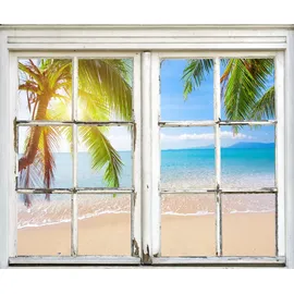 Queence Wandsticker QUEENCE "Strand", beige (natur), B:40cm H:60cm T:0,1cm, Wandtattoos, Wandsticker, Wandbild, selbstklebend, 3D, Fenster