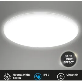 Briloner - LED Deckenlampe Bad mit indirektem Licht, Staub- Spritzwasserschutz, neutralweiß, Deckenleuchte, Badlampe, Badezimmerlampe, Küchenlampe, Feuchtraumleuchte, 35x5,5 cm, Weiß