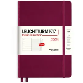 Leuchtturm1917 Wochenkalender & Notizbuch Medium A5 rot 2024
