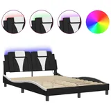 vidaXL Bettgestell mit LED Schwarz und Weiß 120x200 cm Kunstleder