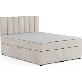 dein schlaf 24 Boxspringbett ROCK 120x200 Velour Creme H4 - Beige
