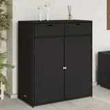 Myheimly Gartenschrank, Geräteschrank mit viel Stauraum, Beistellschrank Schrank mit Türen, Balkonschrank Terrassenschrank, Poly Rattan Gartenschrank Schwarz,105 x 55 x 113 cm