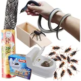 JIMITOP Prank Kit Funny Gag Gifts, Realistic Rubber Snakes Fake Roaches Surprise Spider Box for April Fools Day Halloween Party Decoration Adults Men