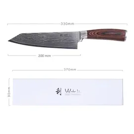Wakoli EDIB Damast Chefmesser Kiritsuke I 20 cm Klinge I Pakkaholzgriff