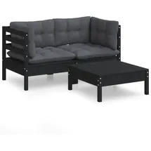 vidaXL 3-tlg. Garten-Lounge-Set mit Anthrazit Kissen Kiefernholz