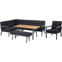 Gardissimo Dining-Ecklounge "Nabari XL" inkl. Ecksofa, Bank, Tisch und Kissen