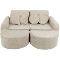 MeowBaby Kindersofa,, Ecru, Textil, 120x25x60 cm, Kinder- & Jugendzimmer, Kindermöbel, Kindersitzmöbel & -tische, Kindersessel & -sofas