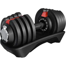 Yaheetech 12-in-1 Einstellbare Hanteln, 1-Sekunden-Einstellung von 1,5 kg bis 18 kg, platzsparendes Design für das Heimtrainingsstudio, Schwarz & Rot
