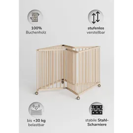 Sämann – make a difference. Laufgitter, Natur, Holz, Echtholz,Buche, 100x74x100 cm, Babymöbel, Laufstall Baby