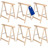 MODO24 Holzbock Klappbock Arbeitsbock Tapezierbock Sägebock Montagebock Unterstellbock SDKM, 6er-SET, 73x73x44 cm, Natur unbehandelt