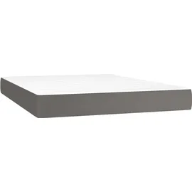vidaXL Boxspringbett mit Matratze & LED Grau 140x200 cm Kunstleder