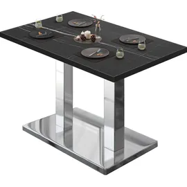GGM Möbel Bistrotisch 130 x 80 x 75 cm Schwarz Marmor/Edelstahl