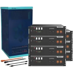 Pylontech Bundle 7 x US3000C (24,5 kWh) mit Wechselrichter-Anschlusskabelset und Batterieschrank