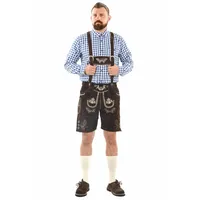 Trachtenlederhose ALESSANDRO SALVARINI "ASFerdl", Herren, Gr. 54, Normalgrößen, braun (dunkelbraun), 100% Rindsleder, Hosen, Lederhose in Trachtenstil in kurzer Schnittform aus Echtleder