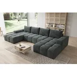 möbelfest Moebelfest Sienna Ecksofa U-Form Couch Dunkel Grau Webstoff - Dunkelgrau