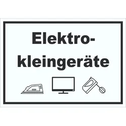 Elektrokleingeräte Mülltrennung Schild Text Symbol Haushaltsgerät waagerecht A3 Rückseite selbstklebend