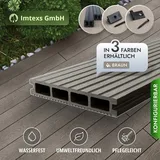 WPC Terrassendielen Komplettbausatz Hohldiele 3m-4m 3 Farben, Komplettset 6-80m2 - 146 mm X 24 mm X bis 4.0 m. - Braun (Mocca / Braun) WPC Terrassendielen