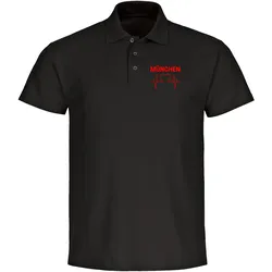 multifanshop Poloshirt - München rot - Herzschlag - Druck rot - Polo