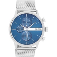 OOZOO Quarzuhr Oozoo Herren Armbanduhr Timepieces Analog, (Analoguhr), Herrenuhr rund, groß (ca. 45mm) Metall, Mesharmband, Casual-Style silberfarben