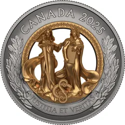 Kanada 2025: Teilvergoldete Silbermünze "Allegories of Justice and Truth"