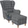 Supellex Ohrensessel Sofia Textil 92 x 68 x 95 cm Grau mit Hocker