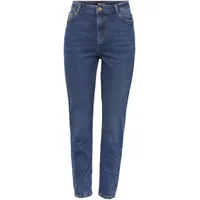 Pieces Kesia Jeans Mom fit in dunkelblauer Waschung-XS