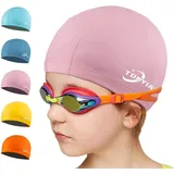 FUNOWN Badekappe für Kinder, PU-Badekappen Unisex-Badekappe wasserdichte Badekappe Badekappen für langes und kurzes Haar Badekappe für Jungen und Mädchen Kinder (rosa)