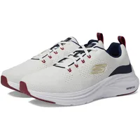 SKECHERS Vapor Foam Sneaker, White Mesh/Synthetic/Navy Red Trim, 40 EU