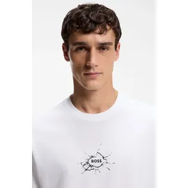 Boss T-Shirt BOSS ORANGE "Te voyage", Jungen, Gr. L, weiß (weiß100), Single Jersey, Obermaterial: 100% Baumwolle, unifarben, regular fit hüftlang, Rundhals, Shirts T-Shirt, mit coolem Logo-Druck