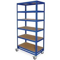 BRB-Lagertechnik BRB Regalwagen/Kommissionierregal mit 6 Ebenen, Tragkraft 200 kg, BxTxH 900 x 500 x 1905 mm, blau, RAL 5010